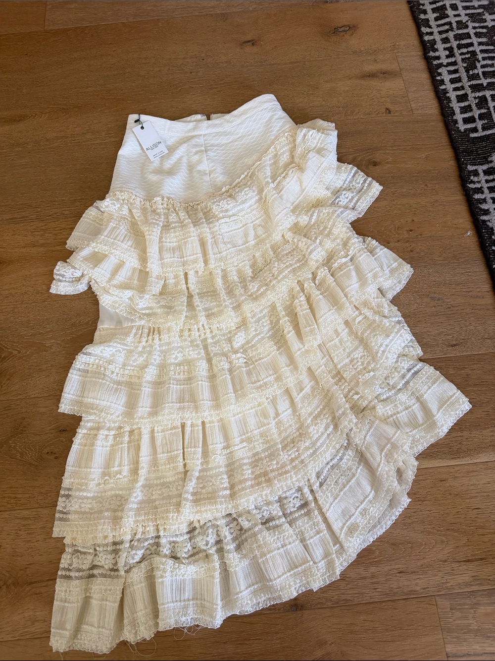 Aje White Ruffle Tiered Midi Skirt